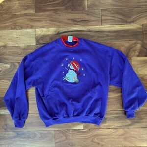 Vintage Snowman Winter Purple Sweatshirt size Large
